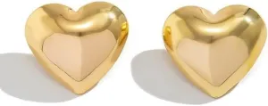 Heart Earrings for Women, Gold Puffy Chunky Heart Earrings Stud Statement Personalized Dainty Earrings Fashion Christmas Jewelry Gifts