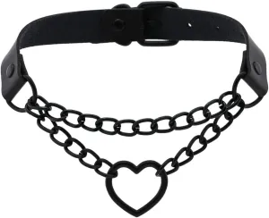 Heart Leather Choker Punk PU Necklace Goth Choker Soft Collar Chain for Women Girls Gifts