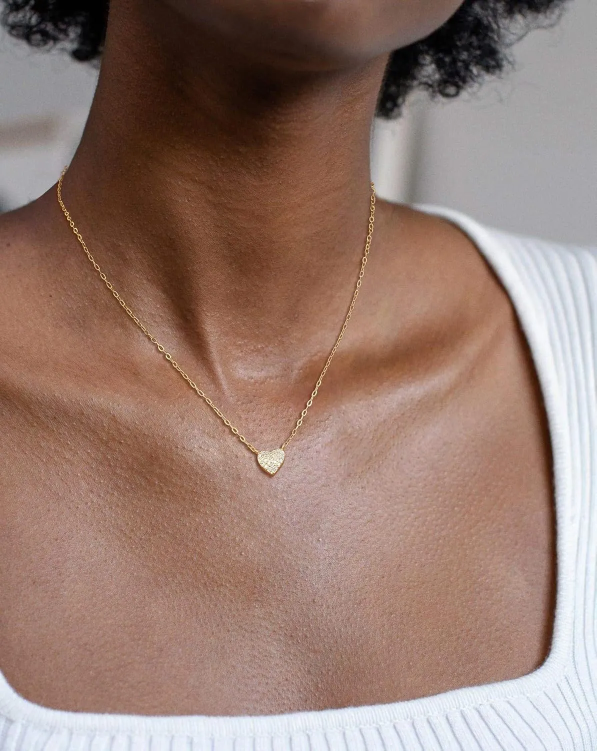 Heart Necklace for Women 14K Gold Plated Heart Pendent Necklaces Cuban Link Paperclip Choker CZ Charm Tarnish Free Gold Jewelry Gifts for Women