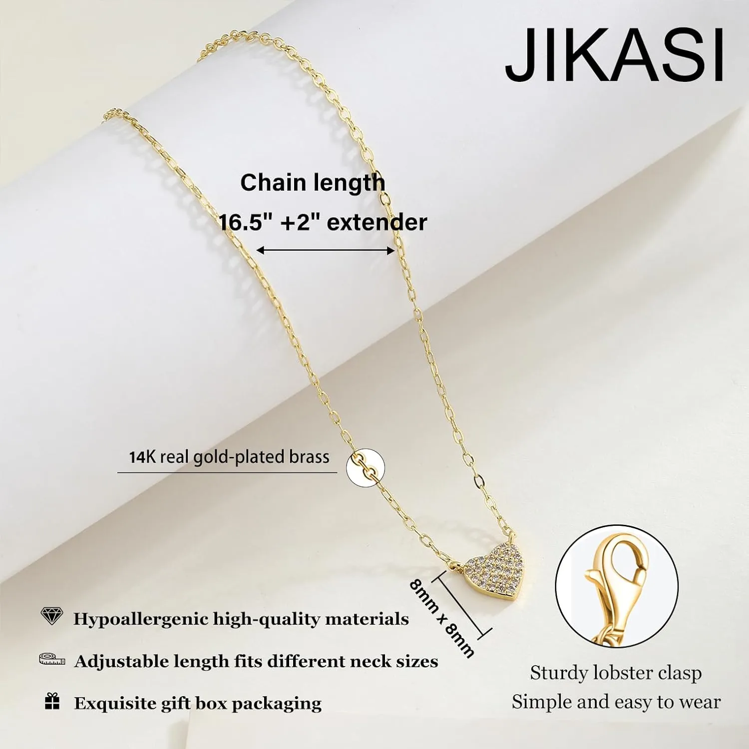 Heart Necklace for Women 14K Gold Plated Heart Pendent Necklaces Cuban Link Paperclip Choker CZ Charm Tarnish Free Gold Jewelry Gifts for Women