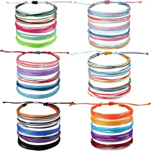 Hicarer 30 Pieces Friendship Bracelets Wave Handmade Woven Braided Bracelet Waterproof Rope Bracelet Surfer Adjustable Bohemian Wrist Cord for Women Men Jewelry Party Accessories(Chic Style)