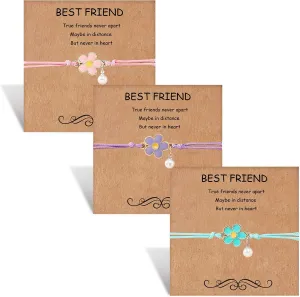 HOHOTANG Best Friend Bracelets for 3, Friendship Bff Matching Heart Bracelet for Women, Trio Bracelets Adjustable Birthday Jewelry Gifts for Best Friends