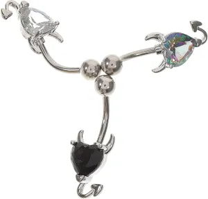 Homoyoyo 3pcs Devil Heart Belly Rings for Women Stylish Navel Piercing Jewelry with Zircon Lightweight Durable for Parties and Beach Wear