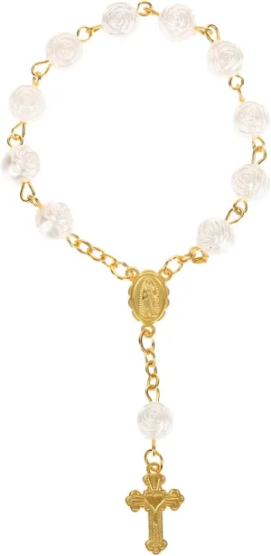 Homoyoyo String Rose Beads Bracelet Prayer Hand Chain Delicate Prayer Bead String for Women Rosary Design present for Worship and