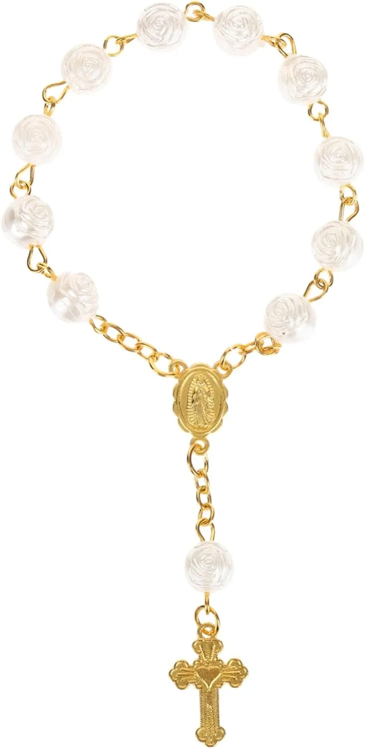 Homoyoyo String Rose Beads Bracelet Prayer Hand Chain Delicate Prayer Bead String for Women Rosary Design present for Worship and