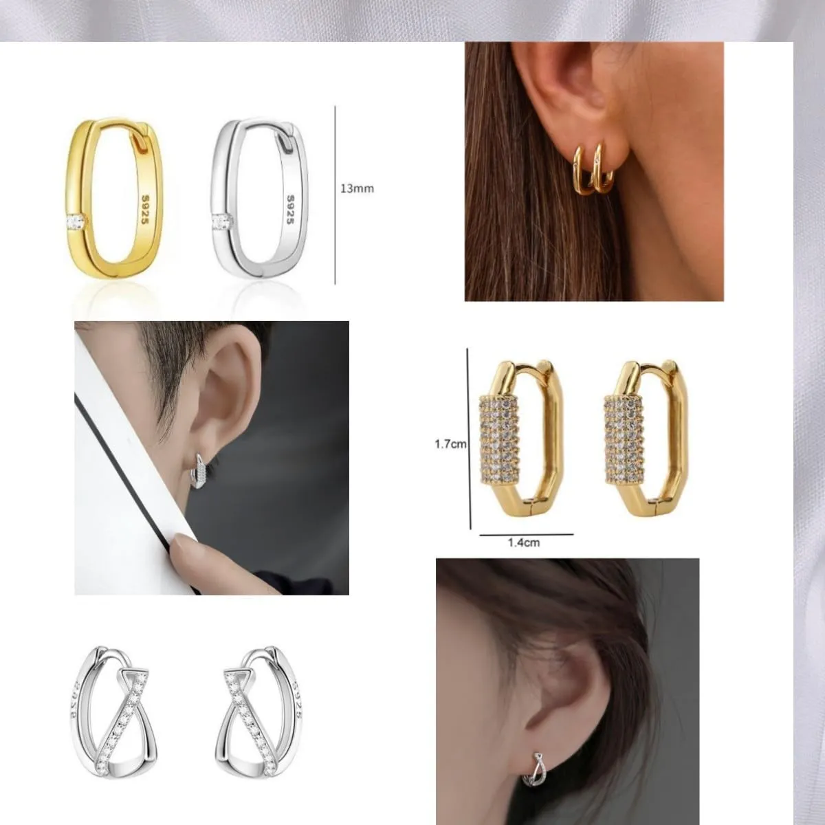 Hoop Earrings for Women, 3/4 Pairs Small S925 Earrings Sterling Silver Earrings