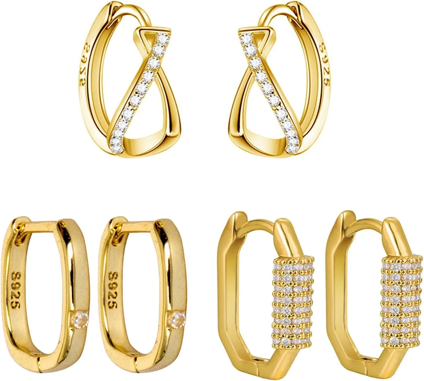Hoop Earrings for Women, 3/4 Pairs Small S925 Earrings Sterling Silver Earrings