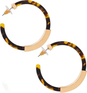 Hoop Earrings for Women Geometry Acrylic Resin Earrings Bohemia Tortoise Shell Earrings Mottled Statement Stud Earrings Fashion Jewelry