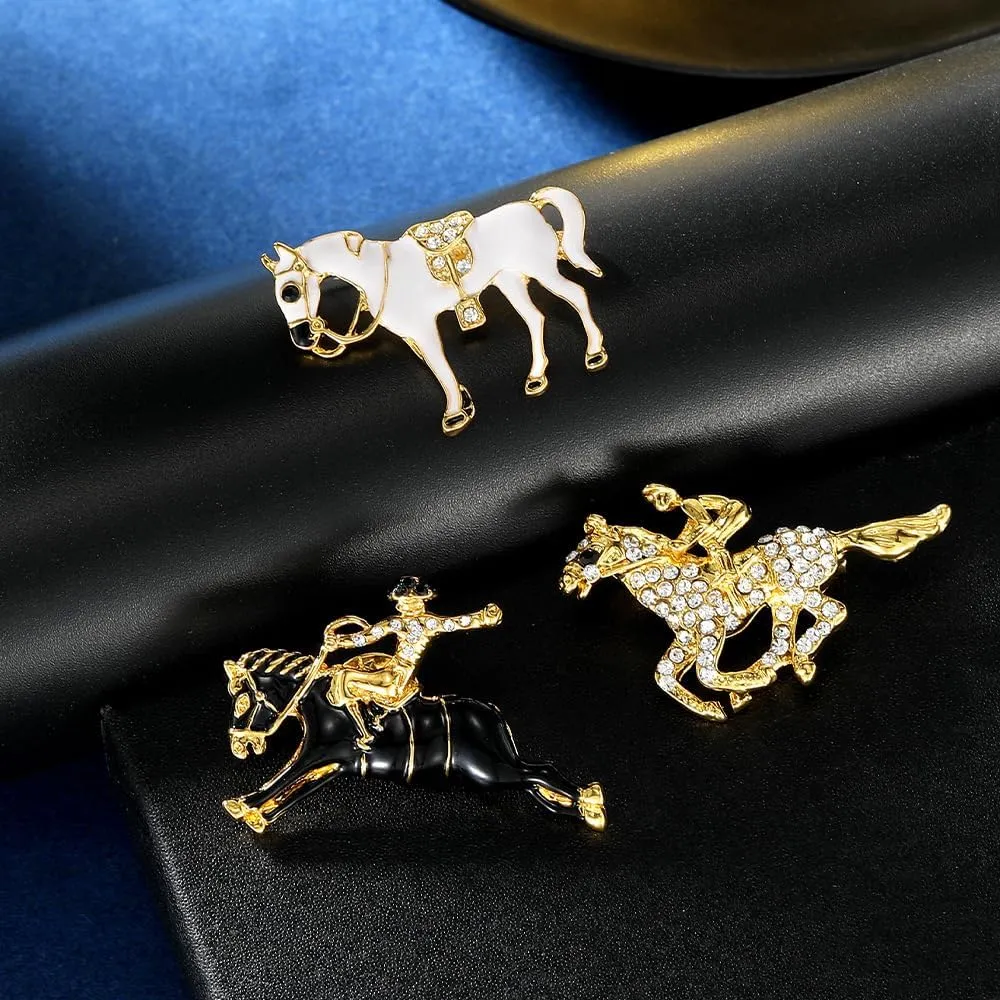 Horse Brooch for Horse Lover Race Horse Brooch Fashion Shining Rhinestone Horse Animal Brooch Pin Party Dress Clothing Accessory
