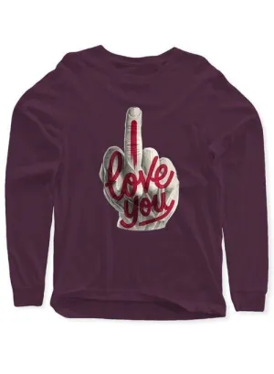 I Love You Full Sleeves Black,Green,Purple T-shirt