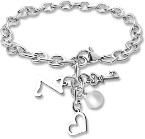 Initial A-Z Bracelets Gift for Women Girls Stainless Steel Chain Bracelet 26 Alphabet Jewelry Gifts for Birthday Anniversary Letter Bracelet Monogram Gifts for Sister Friend Girlfriends Mom 8.26 Inch