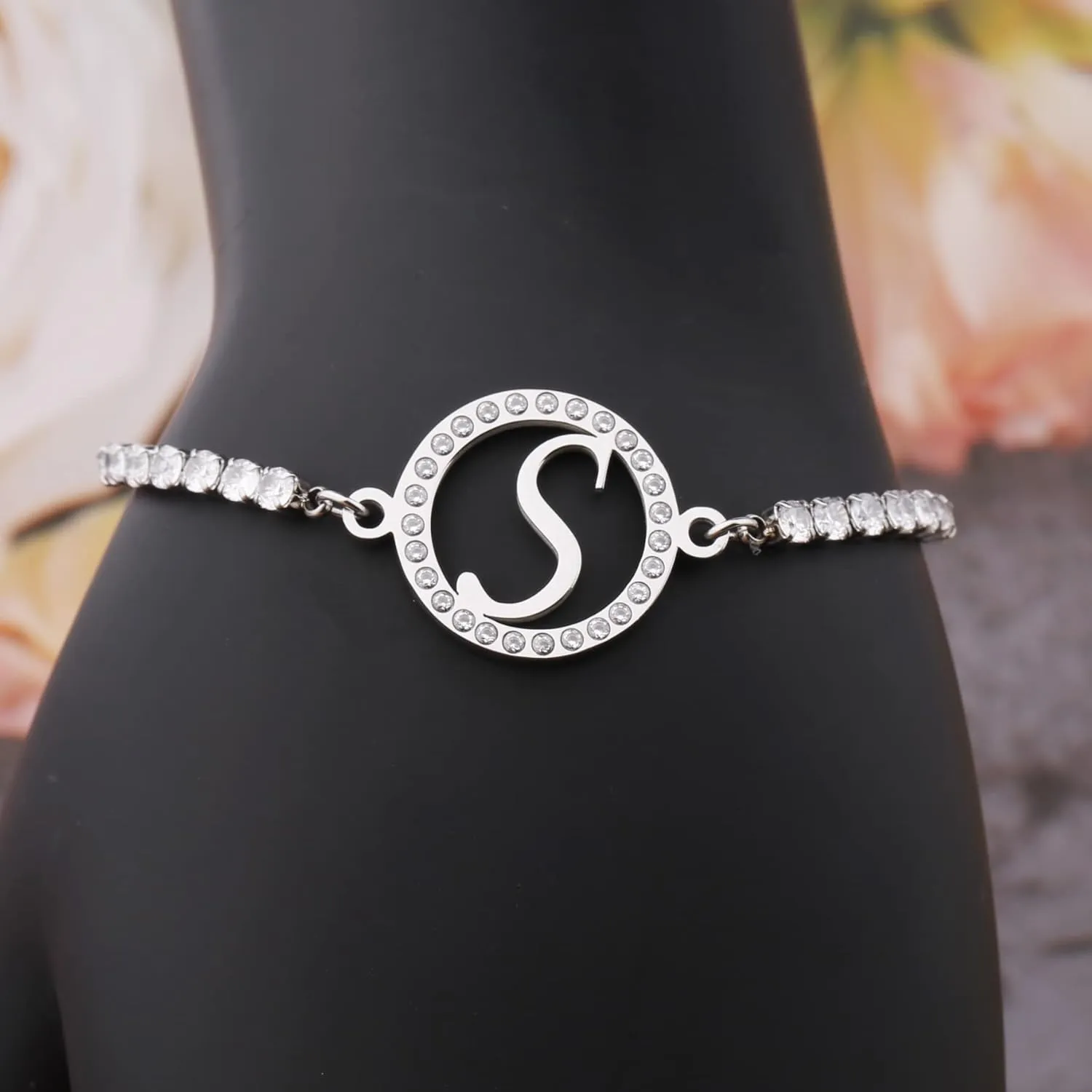 initial bracelet 26 Letters Initial Charms Bracelet Initial Charm Bracelets Hollow Out Birthday Christmas Jewelry Gift Friendship Bracelets