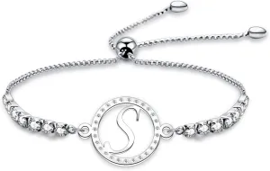 initial bracelet 26 Letters Initial Charms Bracelet Initial Charm Bracelets Hollow Out Birthday Christmas Jewelry Gift Friendship Bracelets