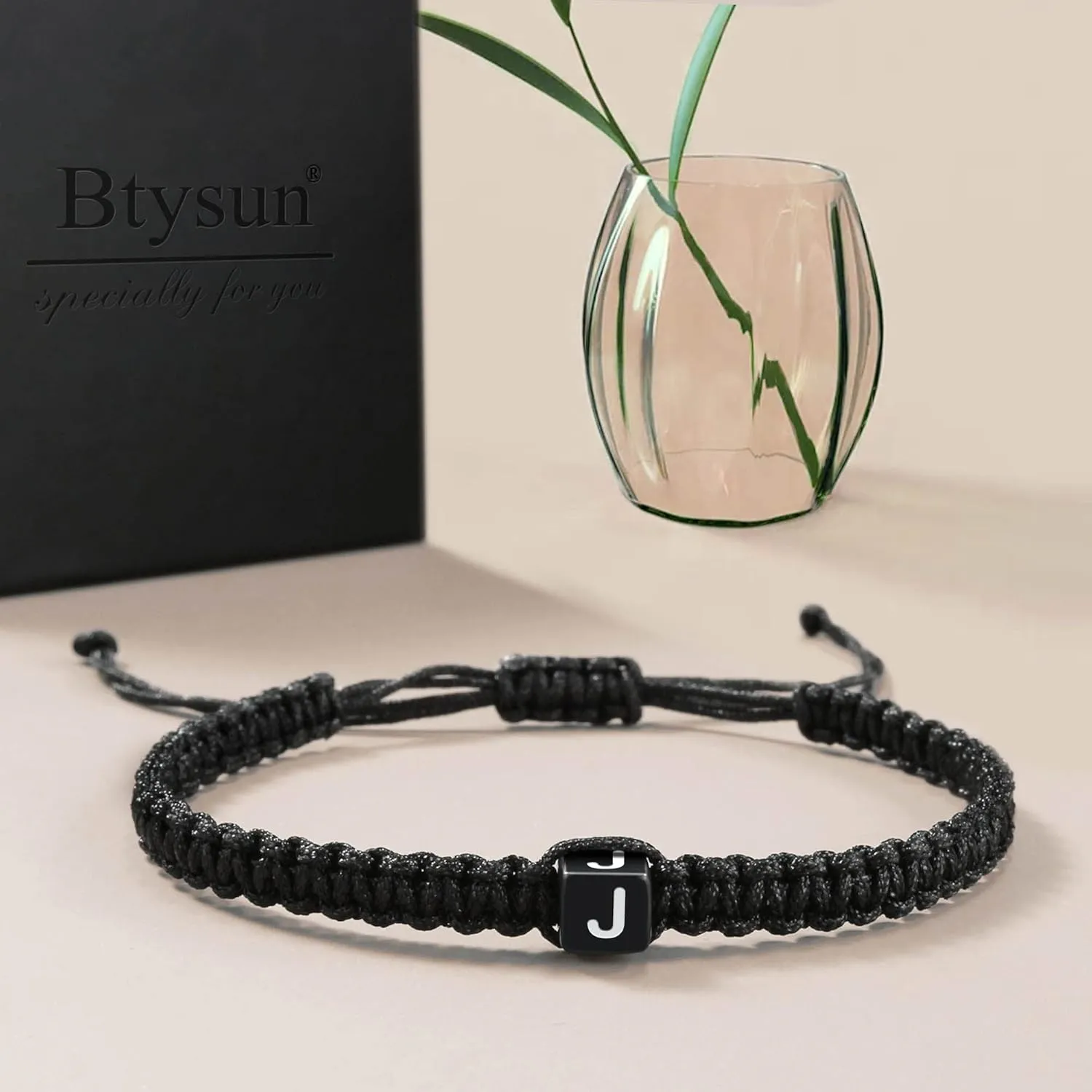 Initial Bracelets for Women Men Gifts for Her Teen Girl Best Friend Birthday Graduation Dainty Braided Bracelets Letter A-Z Charm Adjustable Link Mother's Day Jewelry Mom Christmas Gifts Valentine's Day Jewelry