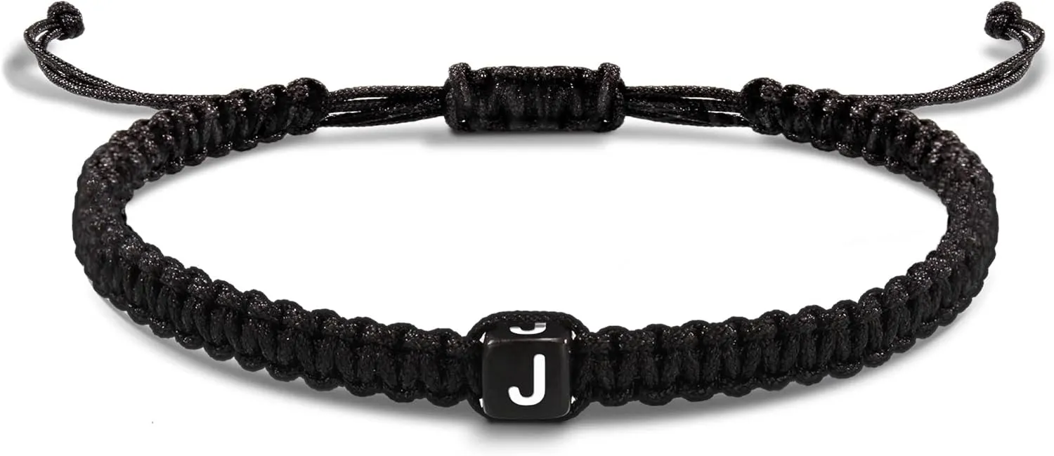Initial Bracelets for Women Men Gifts for Her Teen Girl Best Friend Birthday Graduation Dainty Braided Bracelets Letter A-Z Charm Adjustable Link Mother's Day Jewelry Mom Christmas Gifts Valentine's Day Jewelry