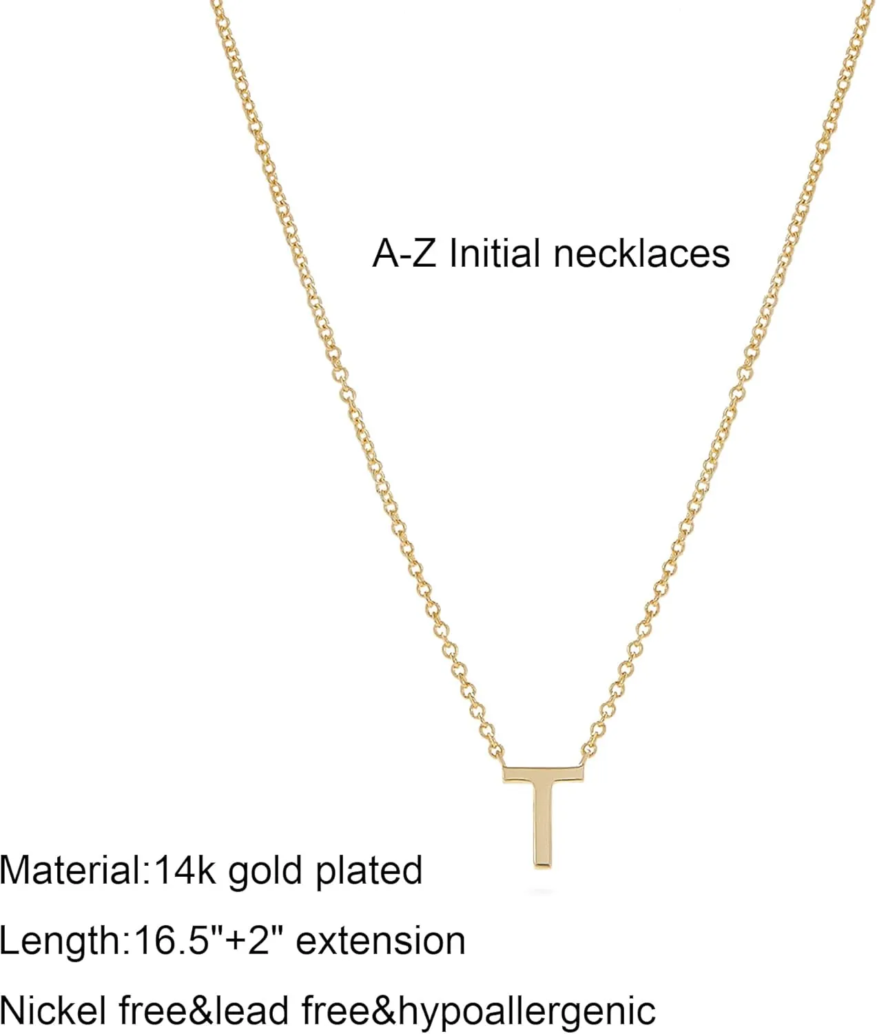 Initial Necklaces for Women, 14k Gold Plated Dainty Gold Letter Necklace Tiny Initial Pendant Necklace Cute Letter Name Choker Necklaces for Women Simple Gold Jewelry for Women Gifts