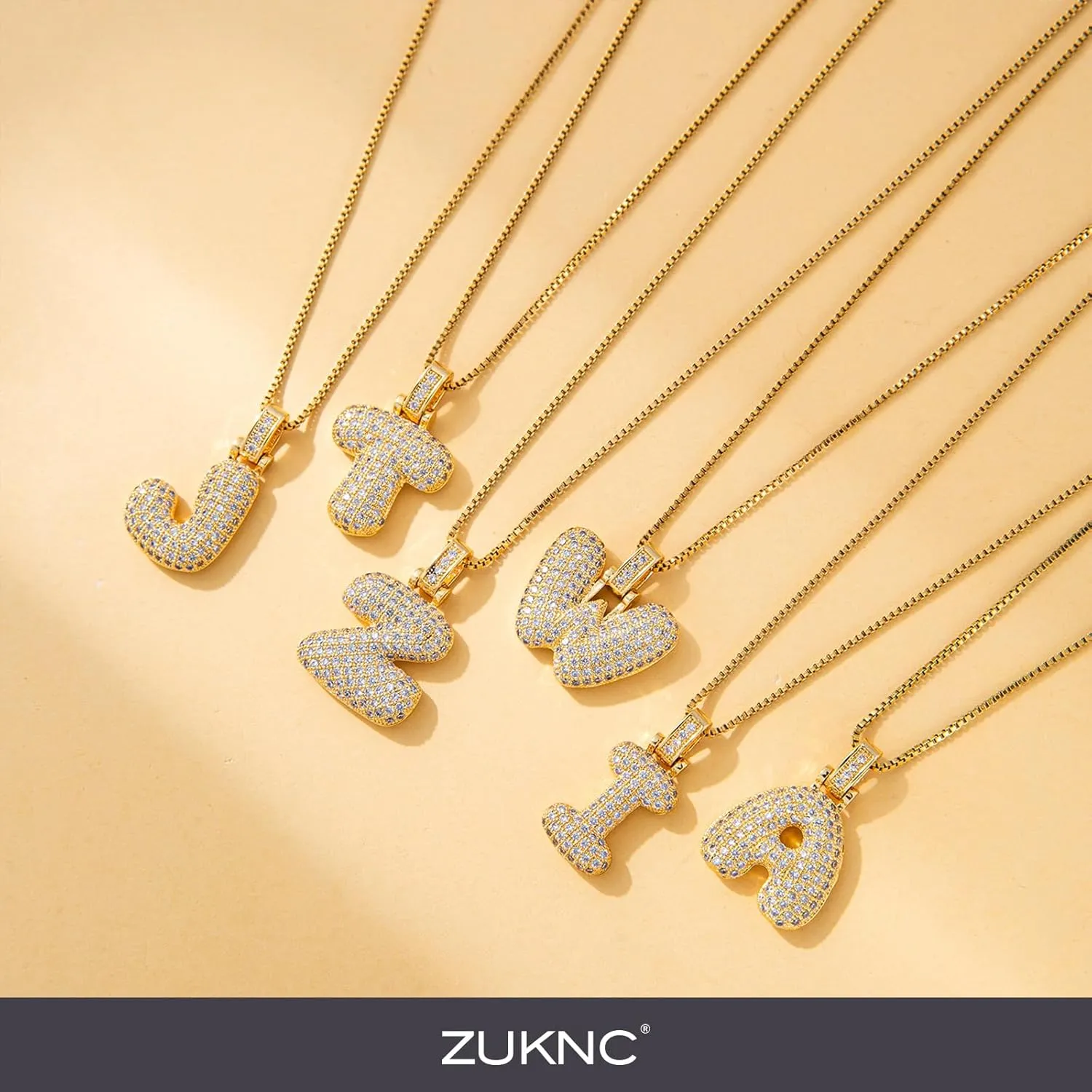 Initial Necklaces for Women, A-Z Bubble Initial Necklaces for Women, 14K Gold Plated with Cubic Zirconia - ValentinesDay Gifts for Her, Stocking Stuffers, Anniversary, Birthday Gifts for Her