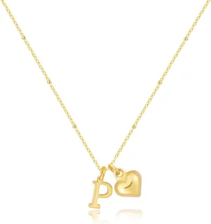 Initial Necklaces for Women,Dainty Letter Necklace 14K Gold Plated Heart Initial Pendant Necklace Simple Gold Choker Necklaces for Women Trendy Cute Heart Name Necklace Gold Jewelry for Women