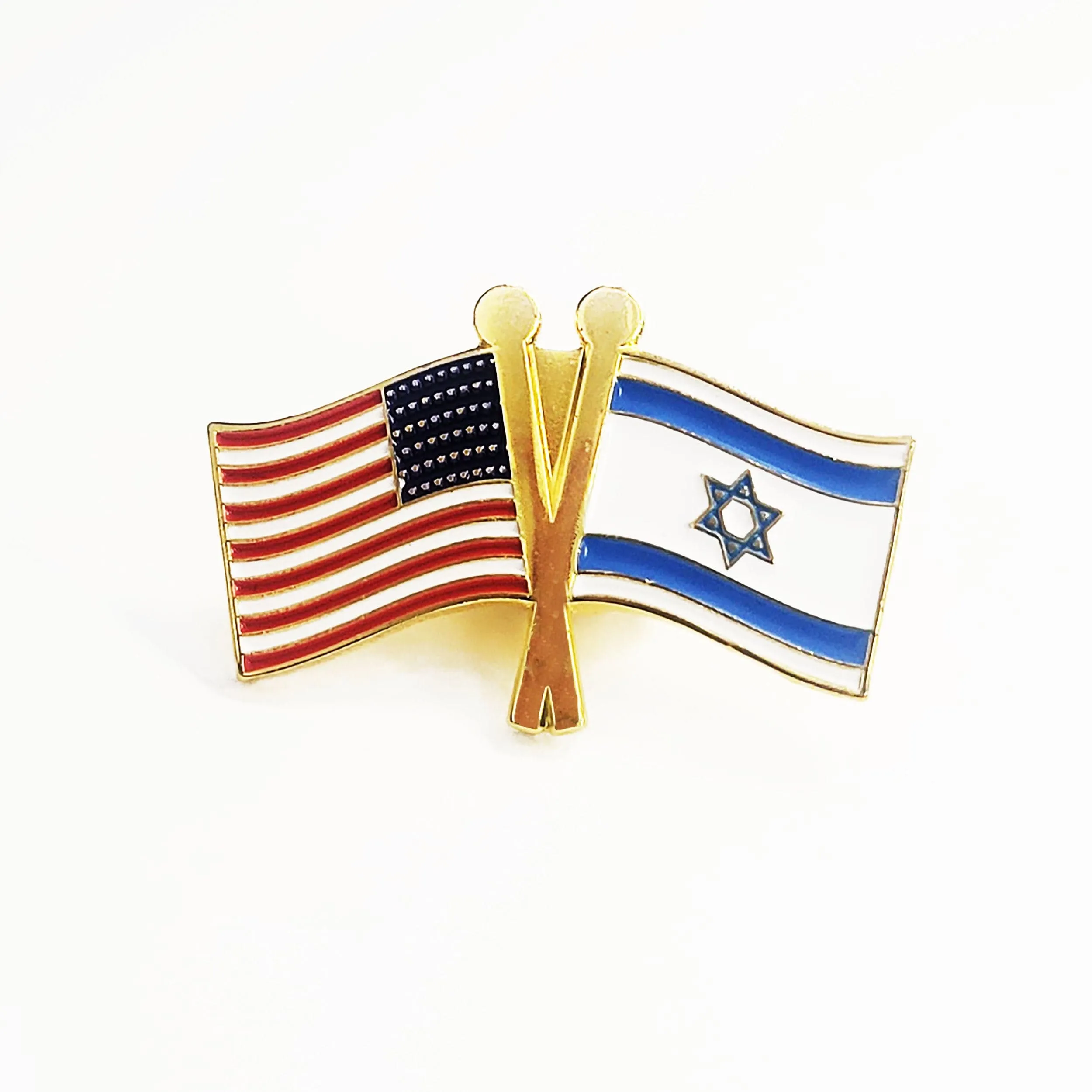 Israel & Usa Flags Pin, Die-cast Metal/enamel, 1.25", Polybag