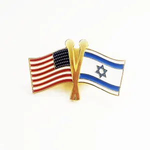 Israel & Usa Flags Pin, Die-cast Metal/enamel, 1.25", Polybag