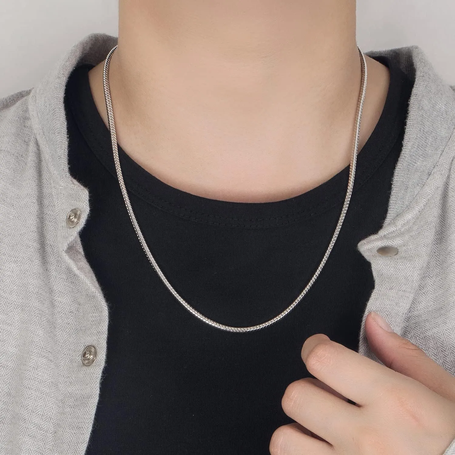 Italy 925 Sterling Silver Snake Chain Necklace Men & Women 3MM-4MM Rolo Link Round Chain Chokers 18 "20" 22 "24" 26 "28" 30" Unisex Fine Jewelry Gift