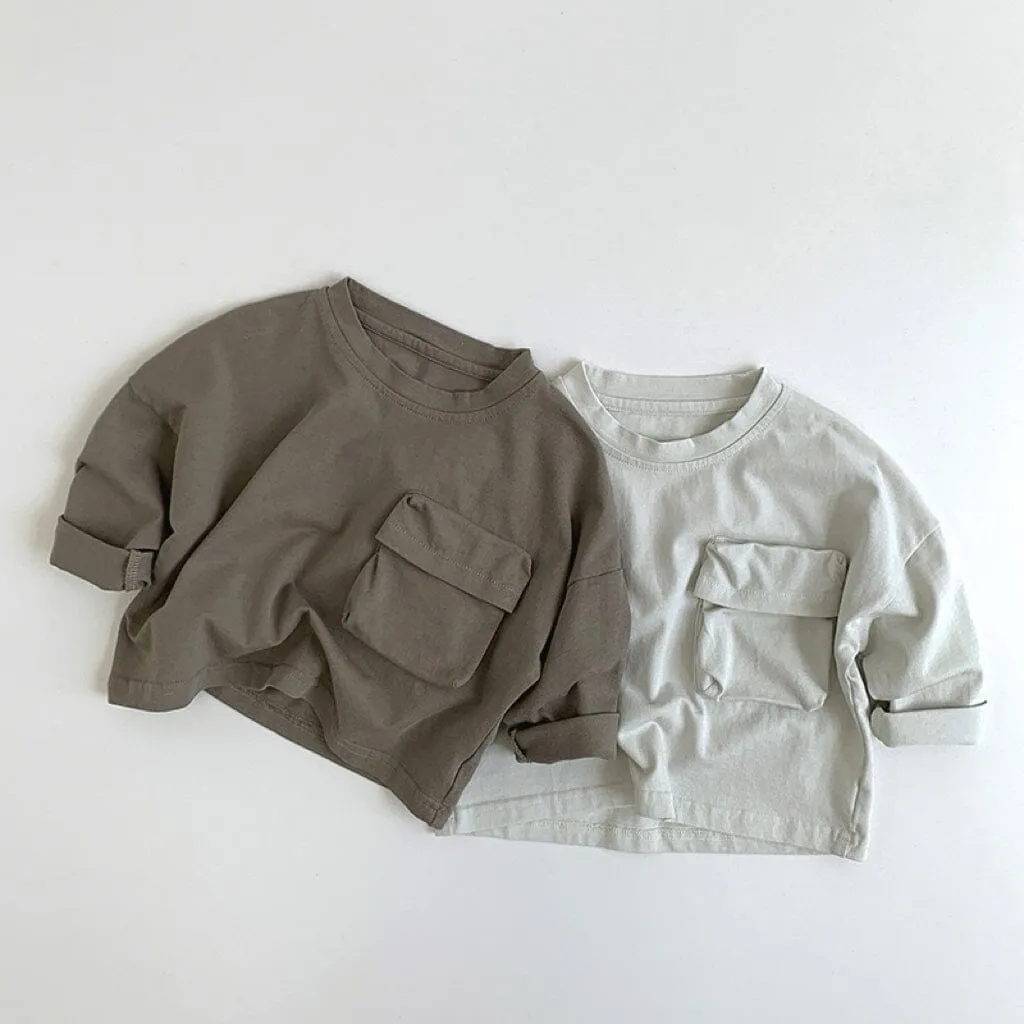 Jasper Solid Color Big Pocket Long Sleeve Top