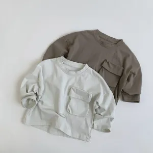 Jasper Solid Color Big Pocket Long Sleeve Top