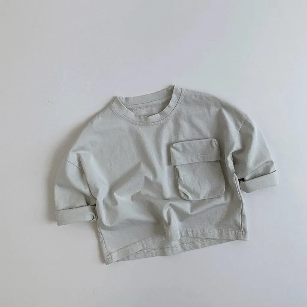 Jasper Solid Color Big Pocket Long Sleeve Top