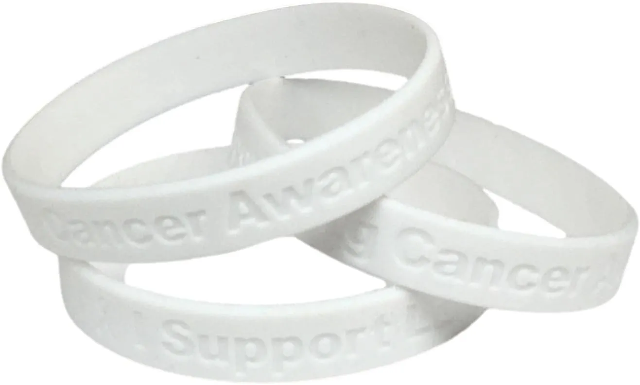Jeirles Wholesale 50 White I Support Lung Cancer Awareness Bracelets 100% Medical Grade Silicone - Latex and Toxin Free - 50 Bracelets - Show Your Support For Lung Cancer Awareness