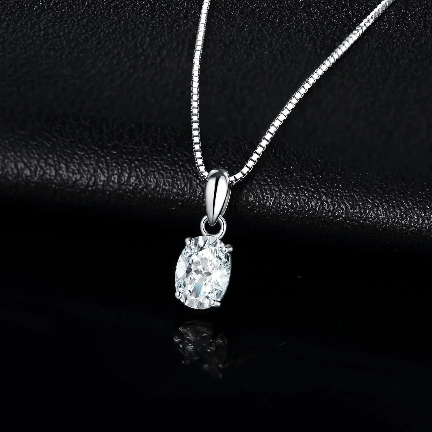 JewelryPalace Oval Cut 1ct 2ct Cubic Zirconia Solitaire Pendant Necklace for Women, 925 Sterling Silver Necklaces for Her, Classic Simulated Diamond Jewelry Set Gift, 18 Inches Chain