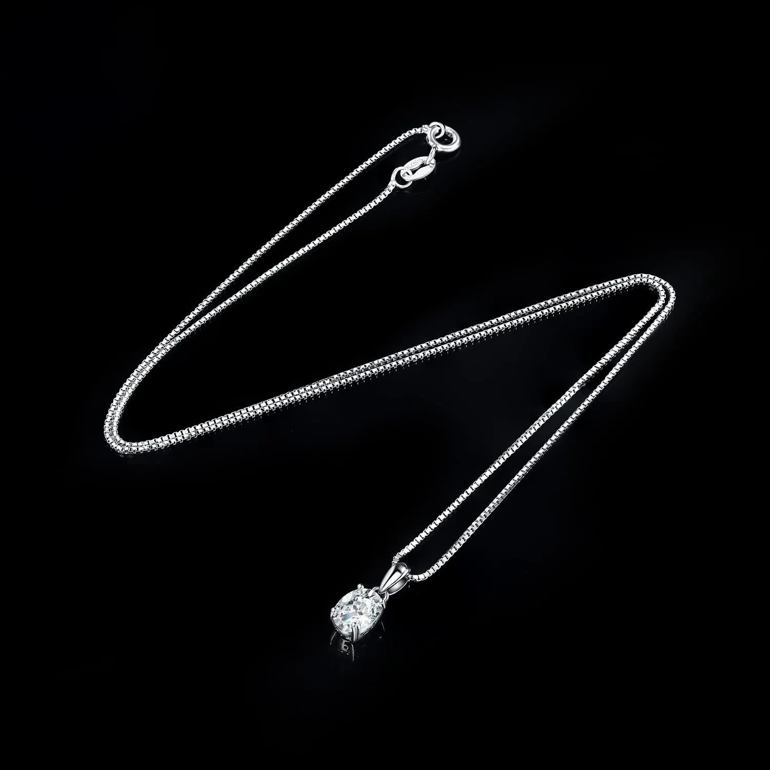 JewelryPalace Oval Cut 1ct 2ct Cubic Zirconia Solitaire Pendant Necklace for Women, 925 Sterling Silver Necklaces for Her, Classic Simulated Diamond Jewelry Set Gift, 18 Inches Chain