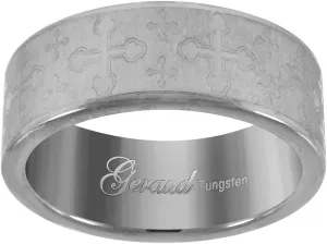 JewelryWeb Tungsten Brushed Center Laser Engraved Religious Faith Crosses Mens Comfort-Fit 8mm Wedding Anniversary Ba - for Men