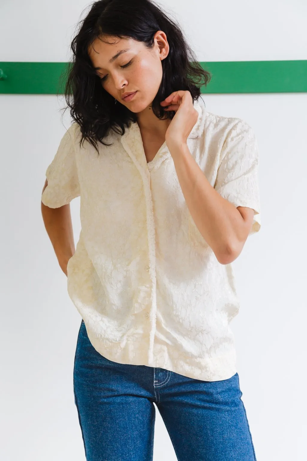 Johan Top, Ivory Viscose Jacquard