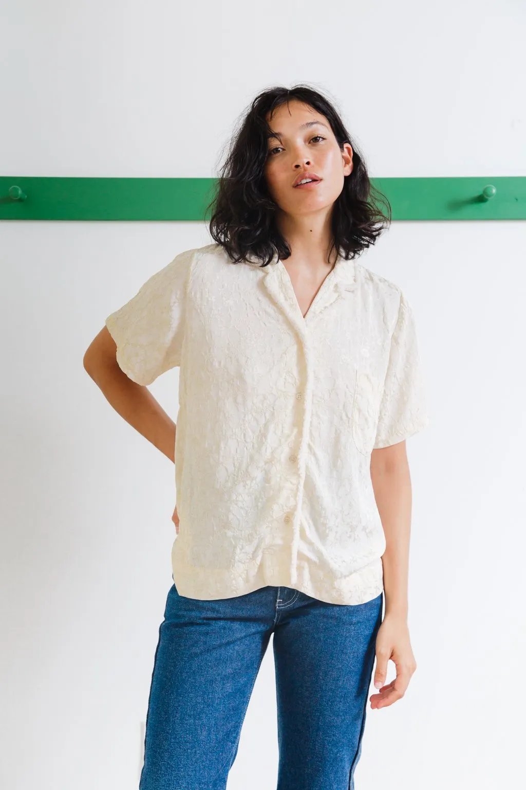 Johan Top, Ivory Viscose Jacquard