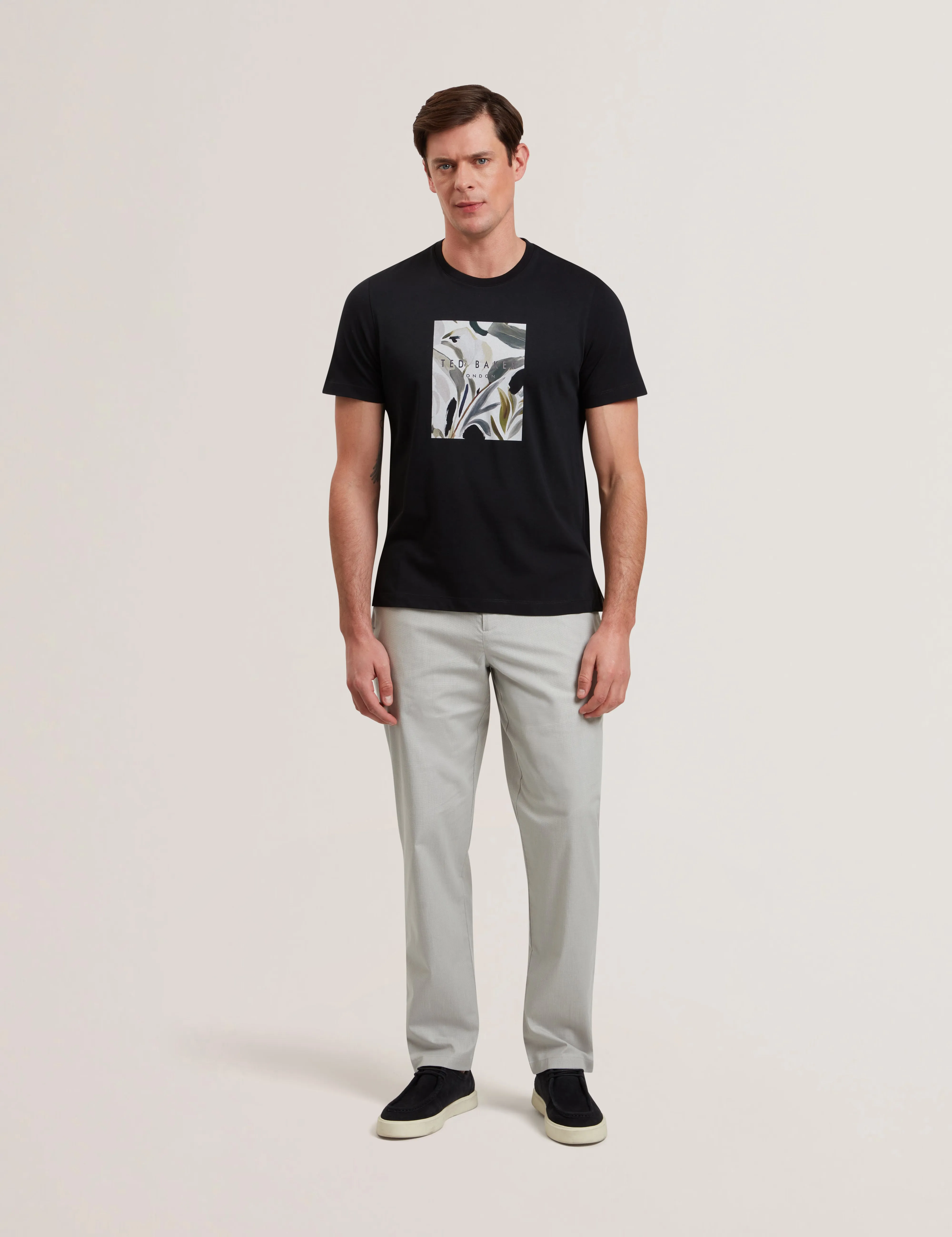 Justino Short Sleeve Box Print Graphic T-Shirt Black