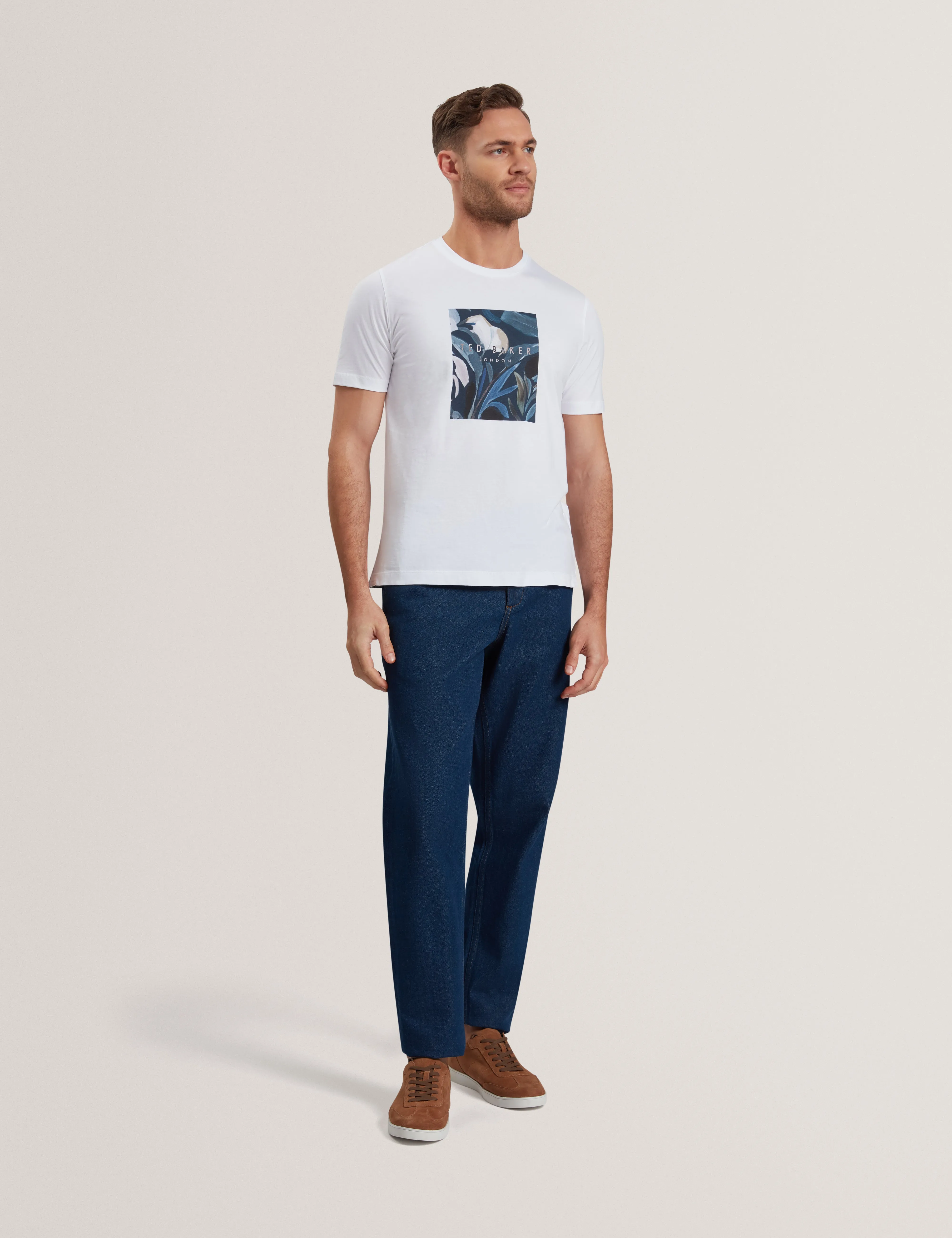 Justino Short Sleeve Box Print Graphic T-Shirt White