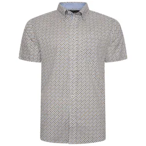 KAM All Over Geo Print Short Sleeve Shirt for Mens KBS6281 in White, 2XL-8XL