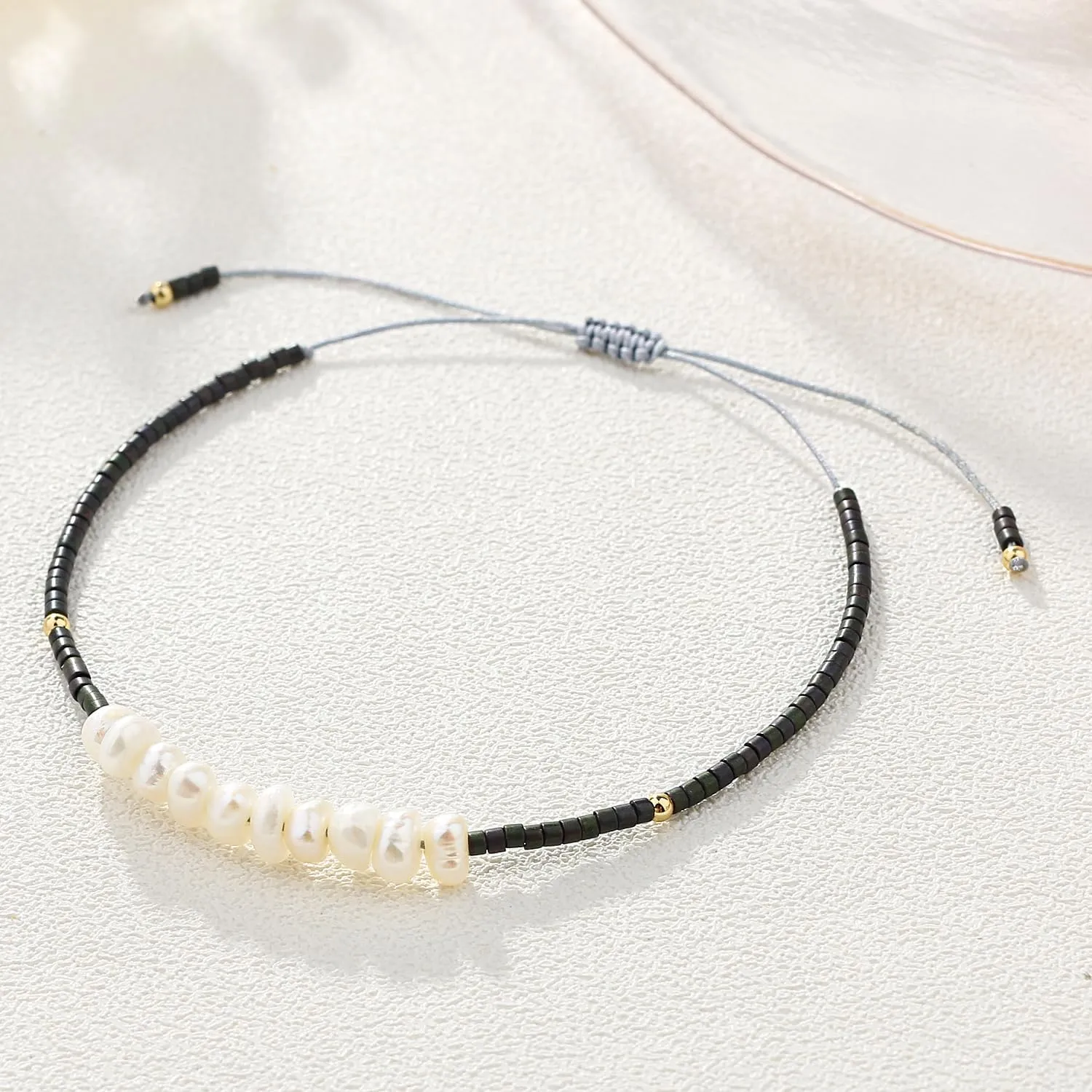 KELITCH Women Pearls Bracelets Handmade Friendship Charm Bracelet Boho Thin Strand Bracelets