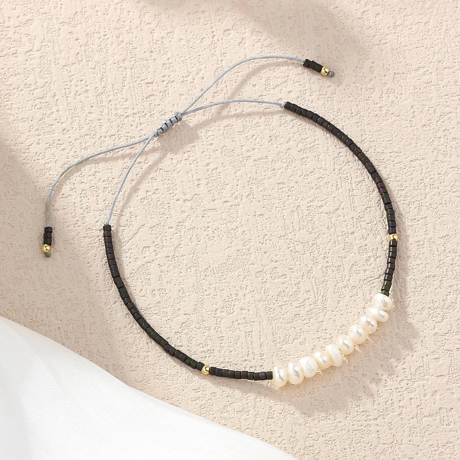 KELITCH Women Pearls Bracelets Handmade Friendship Charm Bracelet Boho Thin Strand Bracelets