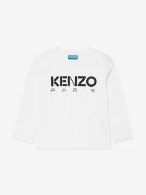 KENZO Kids Organic Cotton Long Sleeve T-Shirt in White