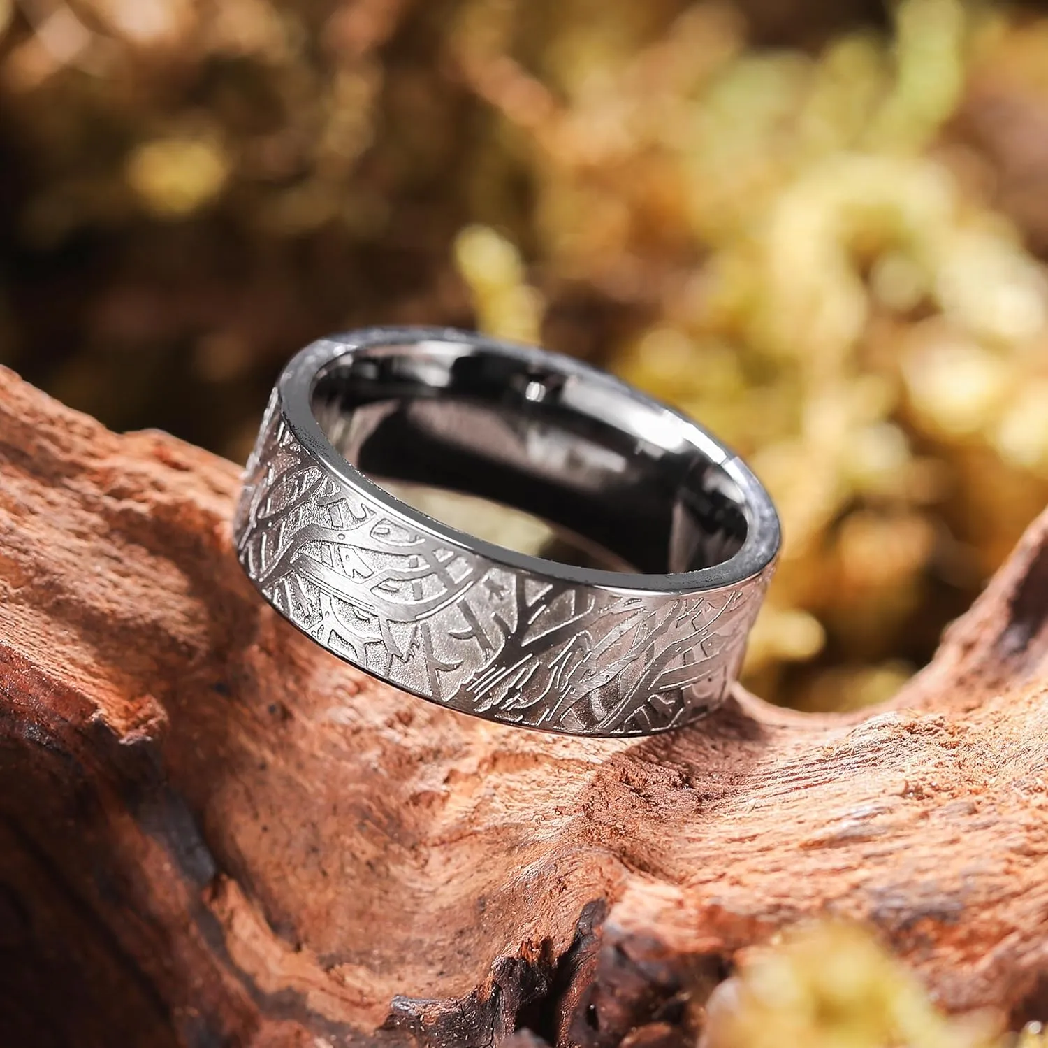 King Will Stainless Steel Wedding Band for Men - 8mm Black Silver Plated High Polished Inlay Celtic knot Ring for Everyday Wear Comfort Fit