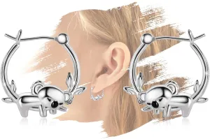 Koala Earrings for Girls - Sterling Silver Koala Hoop Earrings for Teens Hypoallergenic Cute Animal Earrings for Women for Sensitive Ears Huggie Hoop Earrings Gifts for New Years Birthday