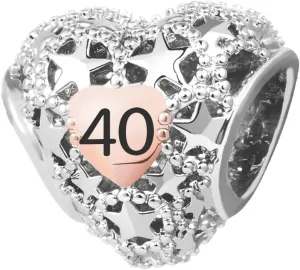 KunBead 12 13 16 18 21 30 40 50 60 70 Birthday Rose Gold Tone Heart Star Love Bead Charms Compatible with Pandora Charm Bracelets Jewelry for Women