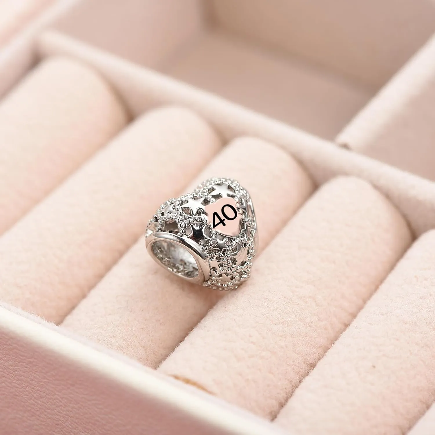 KunBead 12 13 16 18 21 30 40 50 60 70 Birthday Rose Gold Tone Heart Star Love Bead Charms Compatible with Pandora Charm Bracelets Jewelry for Women