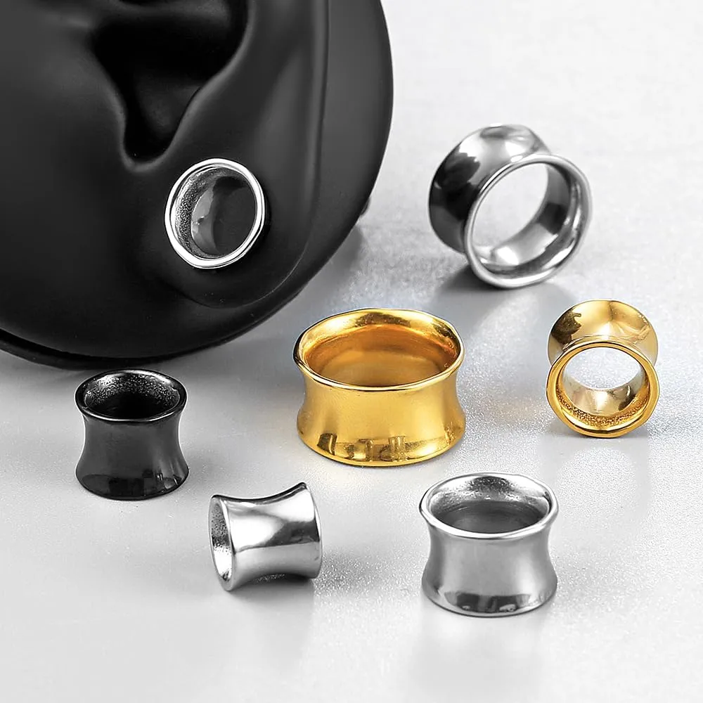 LADEMAYH 2Pcs Chic Style Ear Tunnels Gauges for Ears, Irregular Circle Design, Hypoallergenic, Surgical Stainless Steel 316L, Ear Piercing Gauge Earrings Body Jewelry for Women & Men