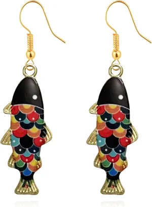 Lady Cute Animals Carp Fish Drop Earrings for Men Novelty Statement Street Style Earrings for Women Accessories
