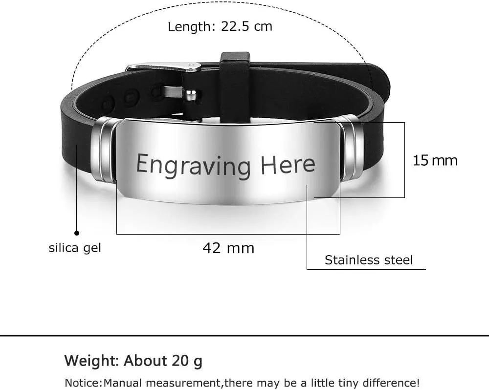 Lam Hub Fong Adjustable Medical ID Bracelets for Women Men - Personalized Silicone Sport Bracelets for Boys Girls