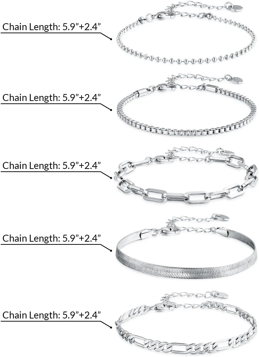 LANE WOODS 14K Gold Plated Bracelets for Women - Dainty Stackable Adjustable Paperclip Cuban Link Chain Jewelry Set, Waterproof Trendy Thin Bracelets, Fashion Gift for Women