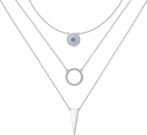 Layered Necklaces for Women S925 Sterling Silver Chokers Necklace for Women Circle/Heart/Double Circle/Cross/Star/Evil Eye Necklace Handmade Bead Necklace Adjustable