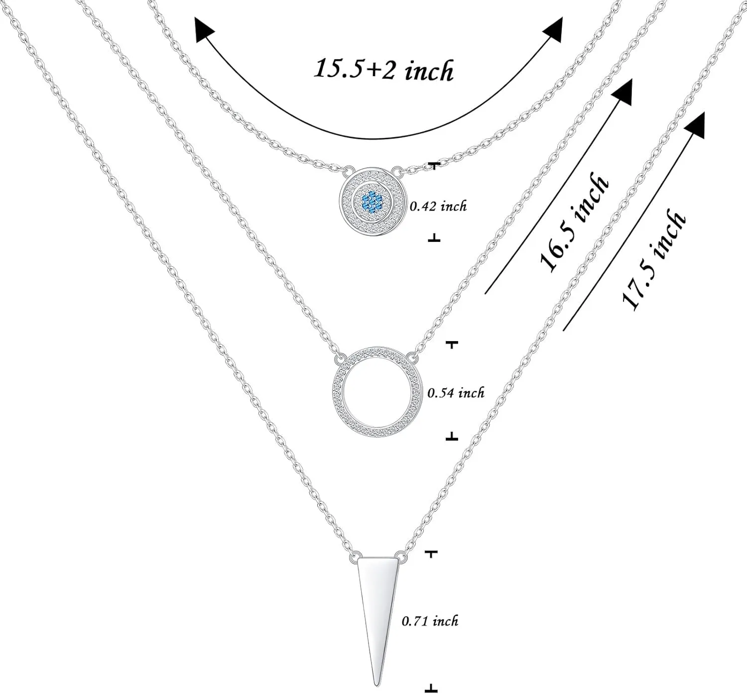 Layered Necklaces for Women S925 Sterling Silver Chokers Necklace for Women Circle/Heart/Double Circle/Cross/Star/Evil Eye Necklace Handmade Bead Necklace Adjustable